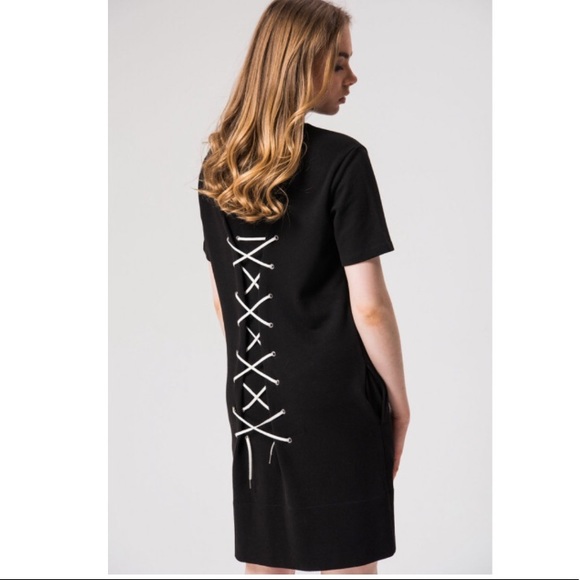 Kikiriki Black back lace up midi dress. Size small - Picture 3 of 4